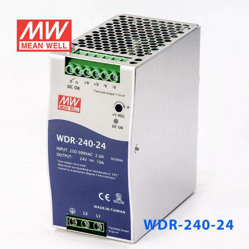 WDR-240-24 MEANWELL Fuente de alimentación 24VDC 240W 10A 180~550VAC