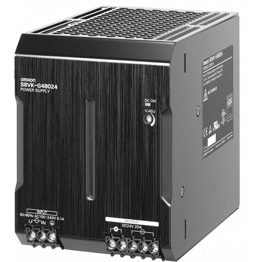 S8VK-G48024 OMRON Fuente de alimentación trifásica 100-240VAC 480W/24V/20A carril DIN