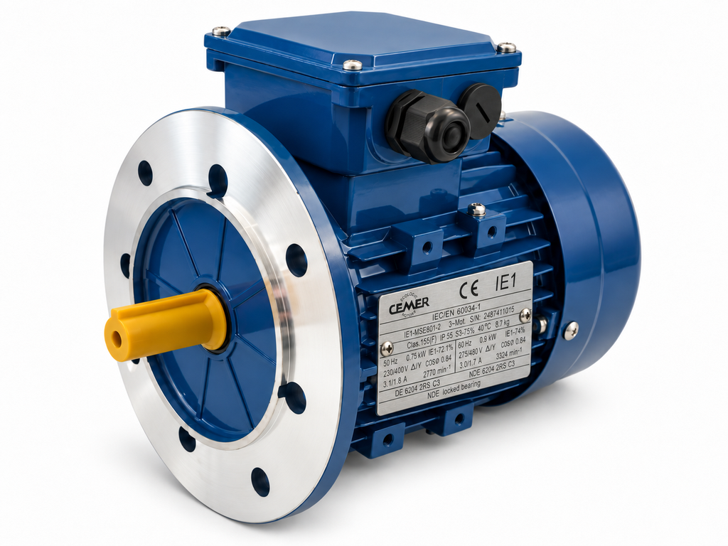 Motor eléctrico trifásico Cemer 1,5Kw / 2CV Brida B5 1000rpm IE1 IP55, Carcasa Aluminio (diametro de eje28) tamaño carcasa 100
