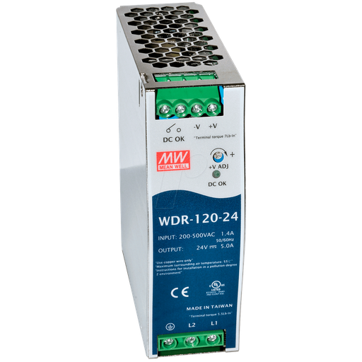 [MEAN.WDR-120] WDR 120-24 MEANWELL Fuente de alimentación 120W 24Vdc 5A Input: 200-500V
