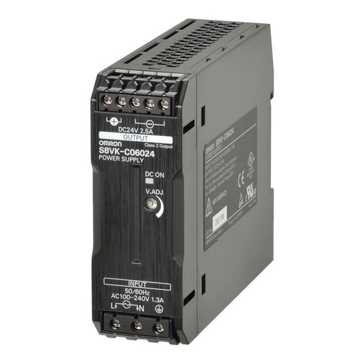 [OMR.S8VK-C06024] S8VK-C06024 OMRON Fuente de alimentación monofásica 100-240VAC 60W/24V/2.5A carril DIN LITE